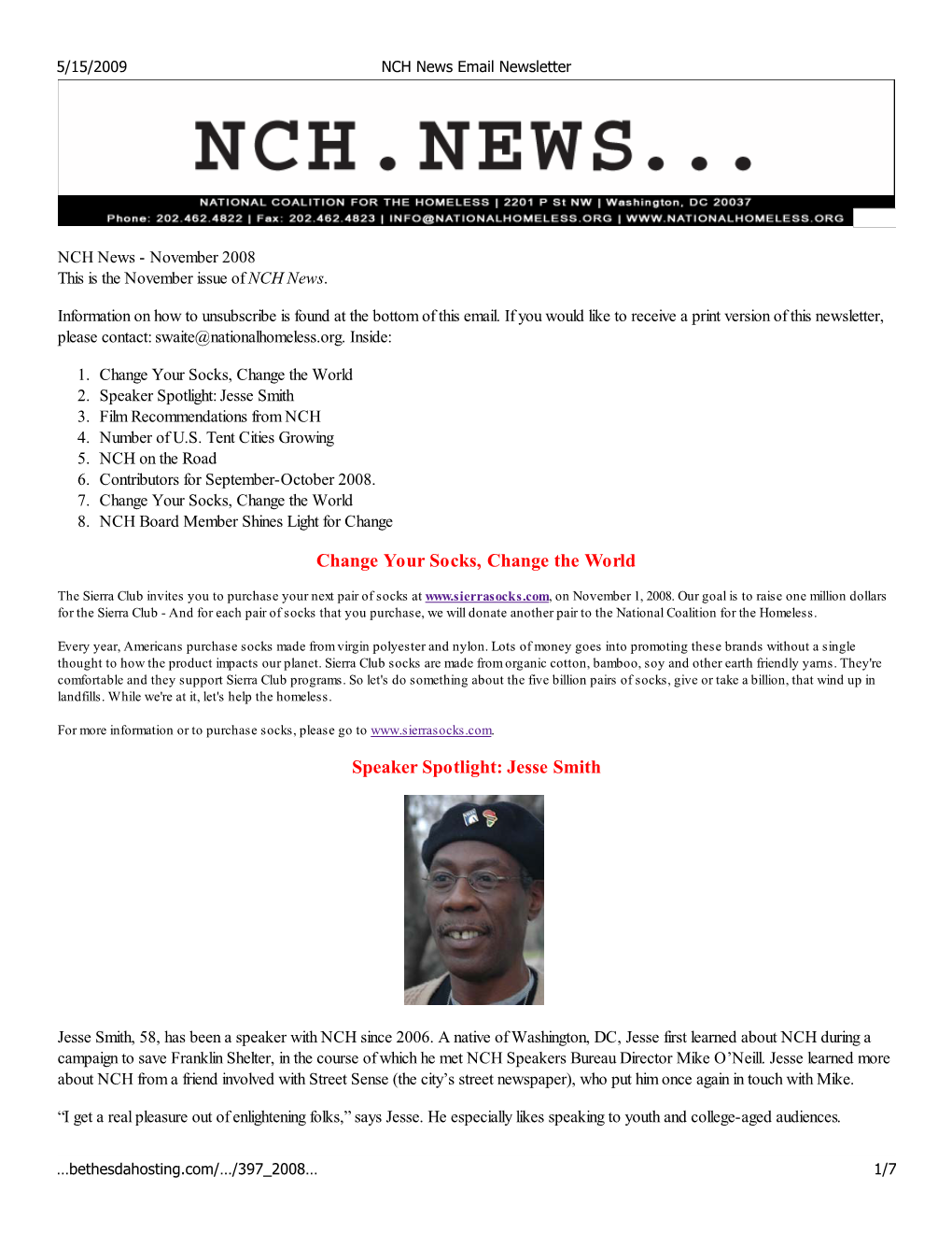 NCH News Email Newsletter