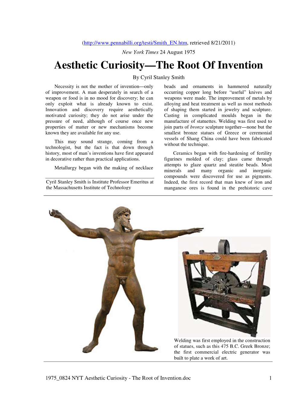 Aesthetic Curiosity—The Root of Invention