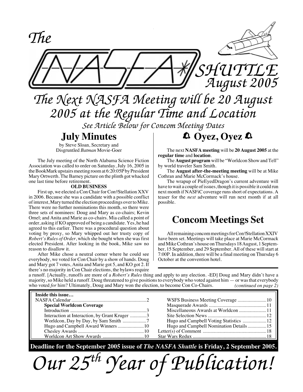 NASFA 'Shuttle' Aug 2005