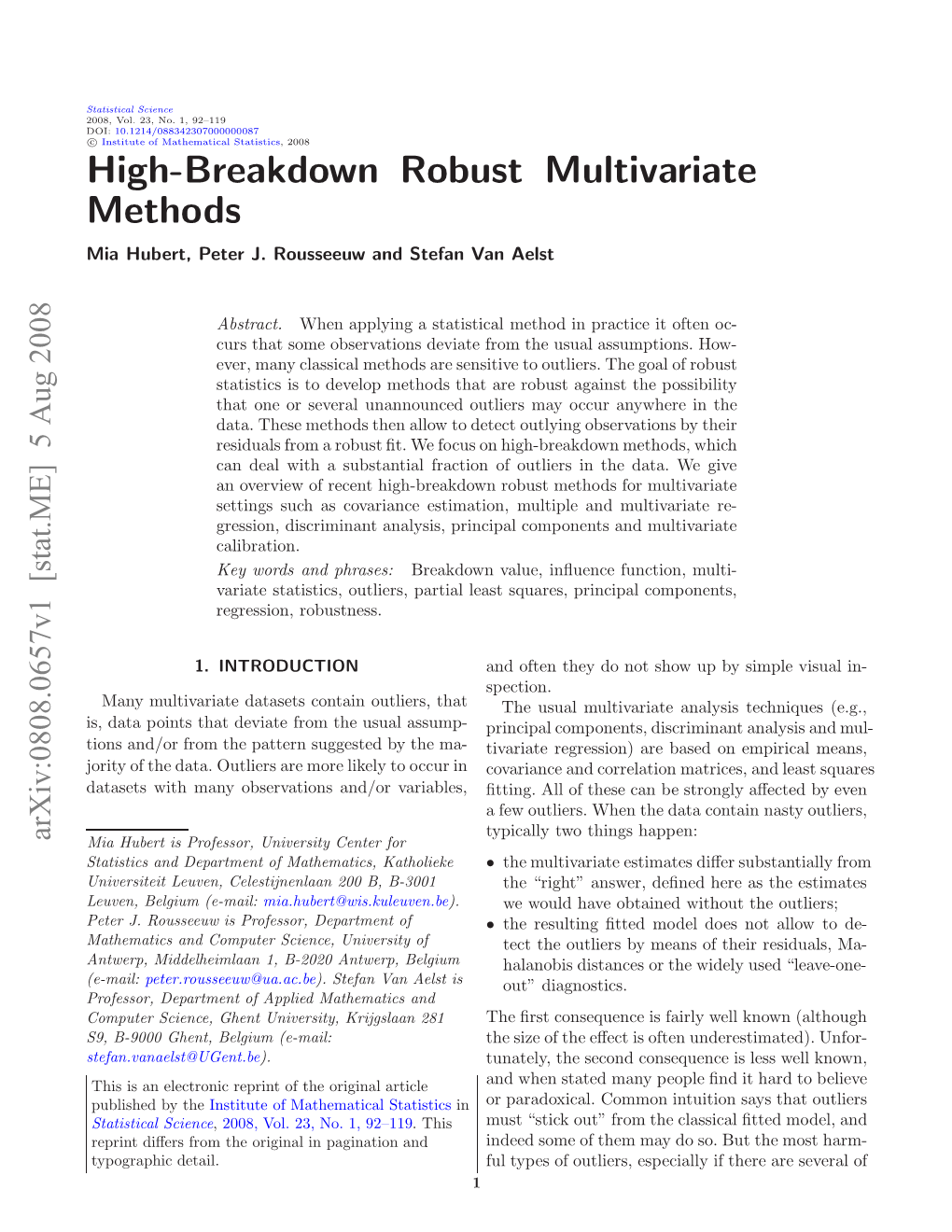 High-Breakdown Robust Multivariate Methods