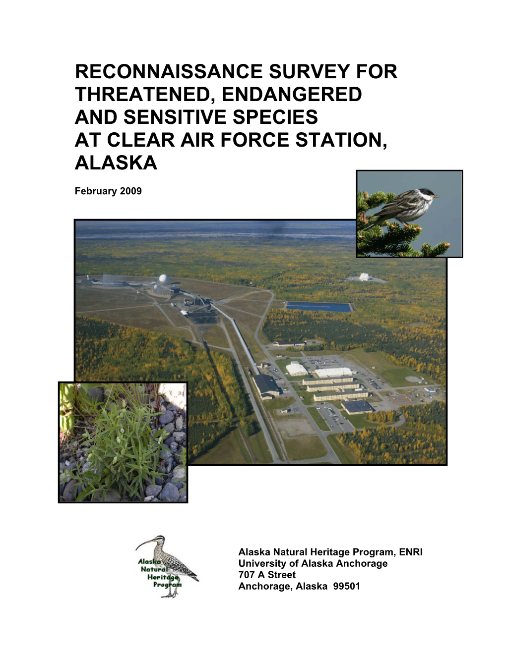 Reconnaissance Survey for Threatened, Endangered and Sensitive Species at Clear Air Force Station, Alaska