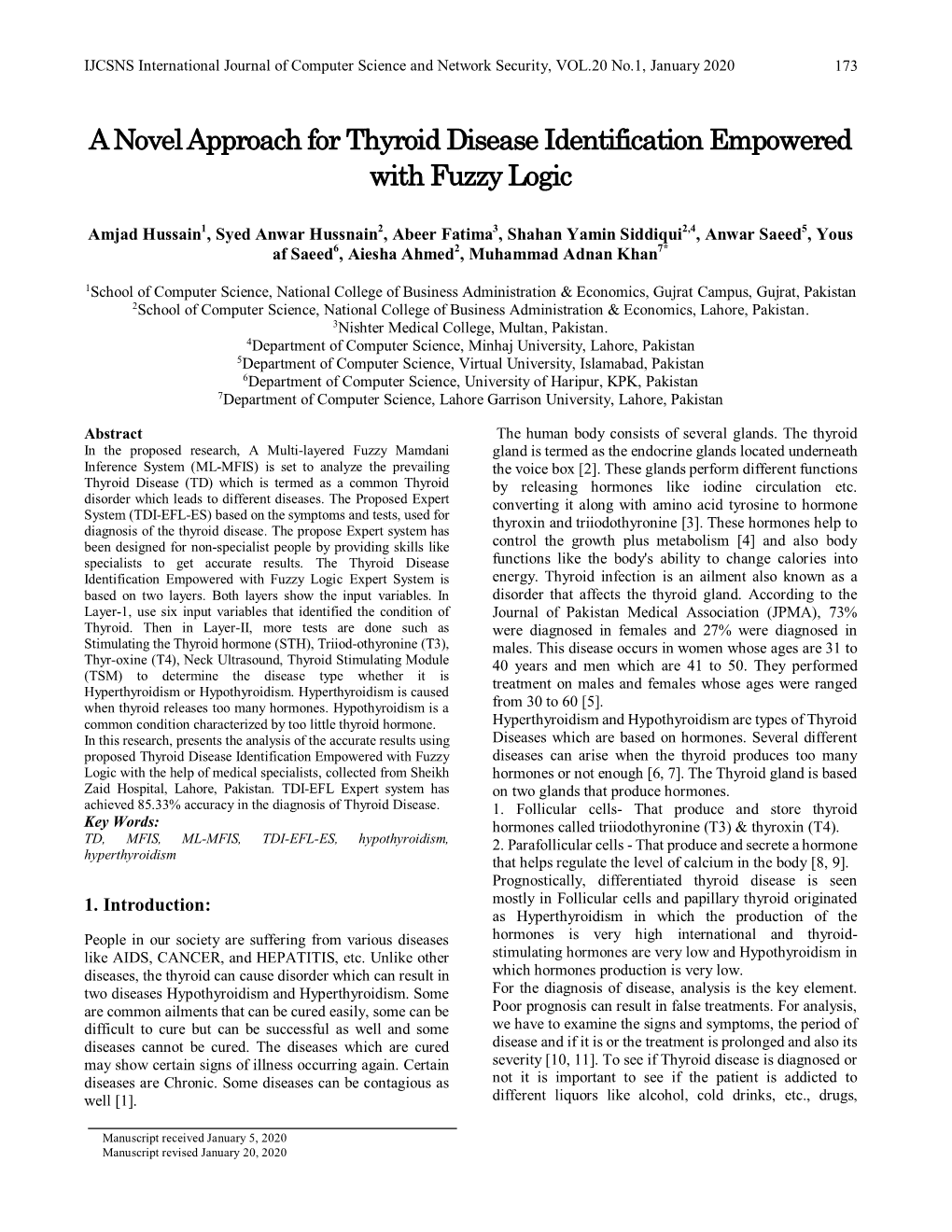 A Novel Approach for Thyroid Disease Identification Empowered with Fuzzy Logic