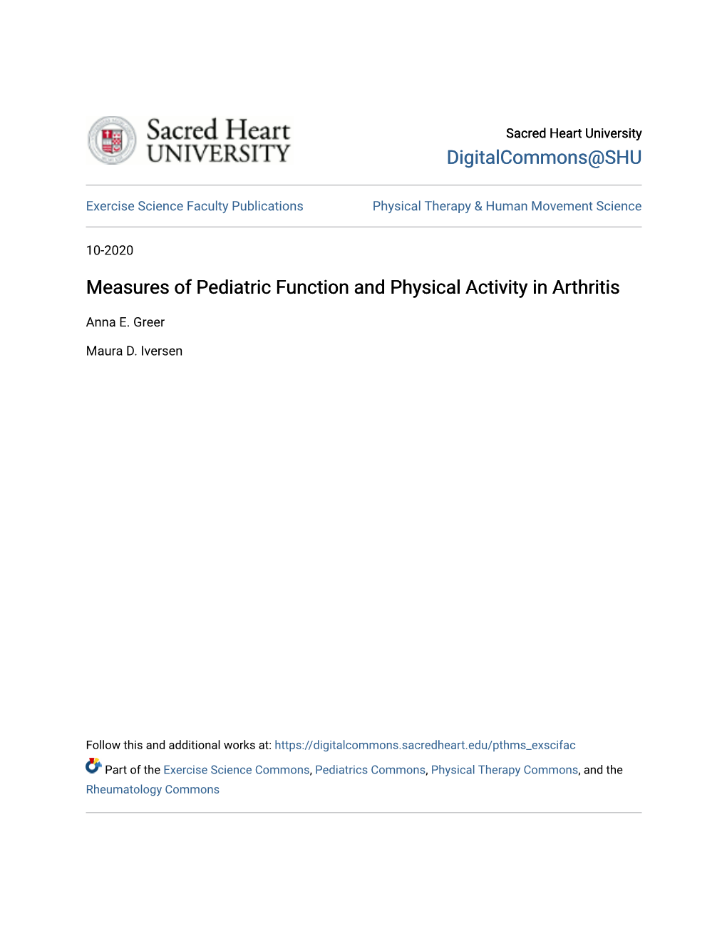 Measures of Pediatric Function and Physical Activity in Arthritis