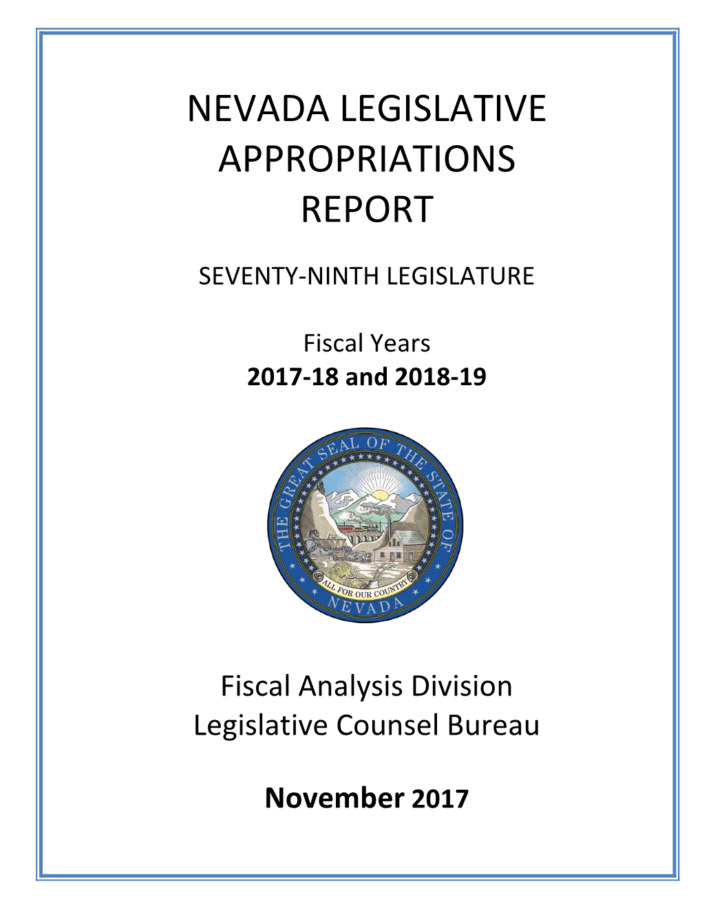 Nevada Legislative Appropriations Report