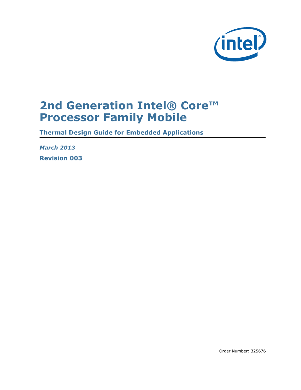 2Nd Generation Intel® Core™ Processor Family Mobile
