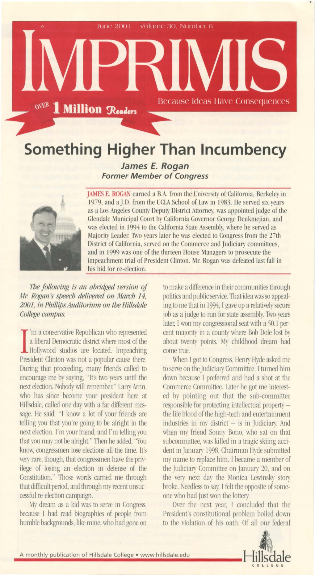 Something Higher Than Incumbency James E