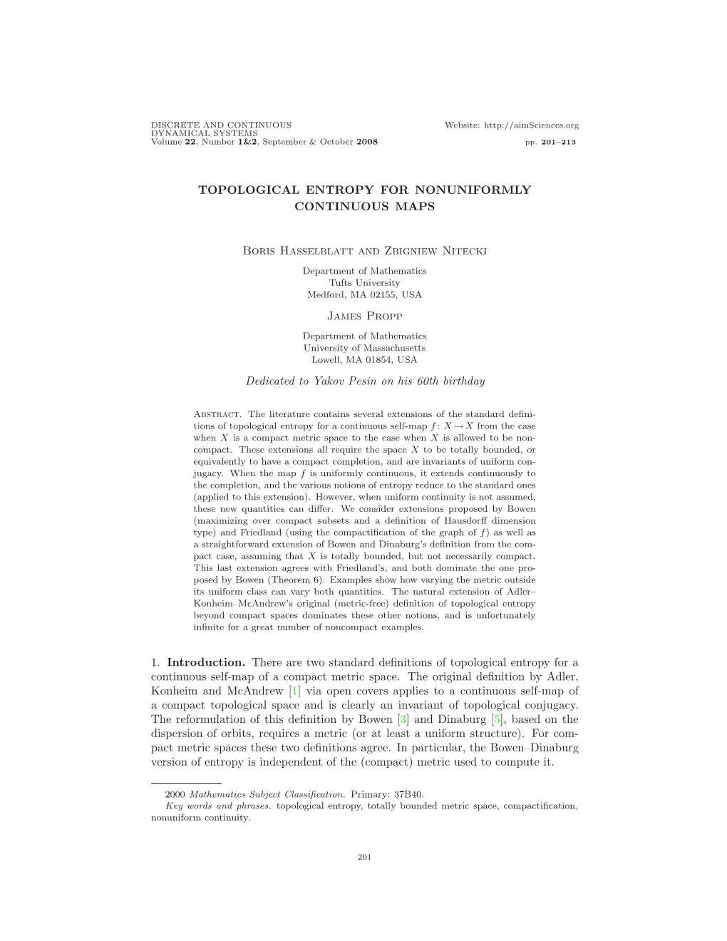 Topological Entropy for Nonuniformly Continuous Maps