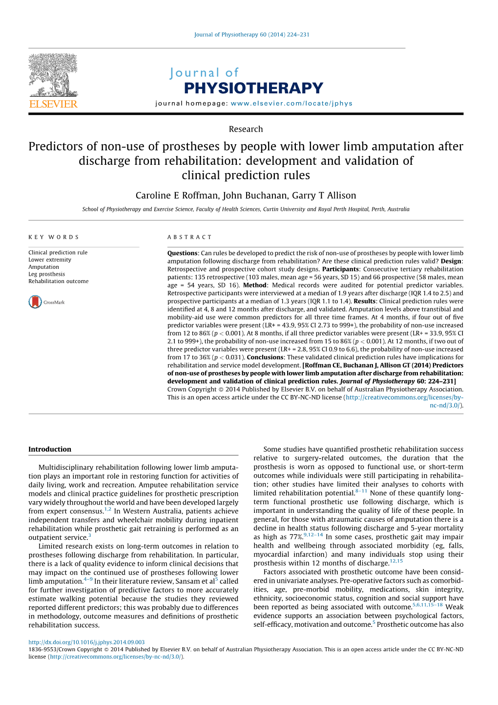 Predictors of Non-Use of Prostheses by People with Lower Limb Amputation After Discharge from Rehabilitation: Development and Validation of Clinical Prediction Rules