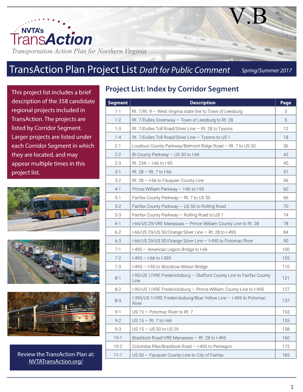 Transaction Plan Project List Draft for Public Comment Spring/Summer 2017