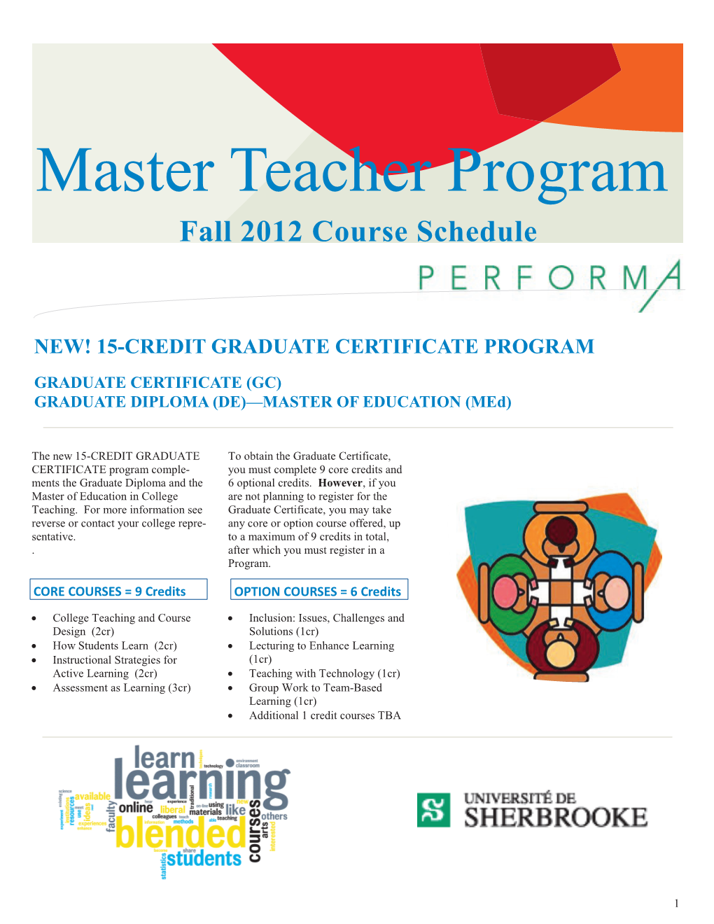 Master Teacher Program Fall 2012 Course Schedule