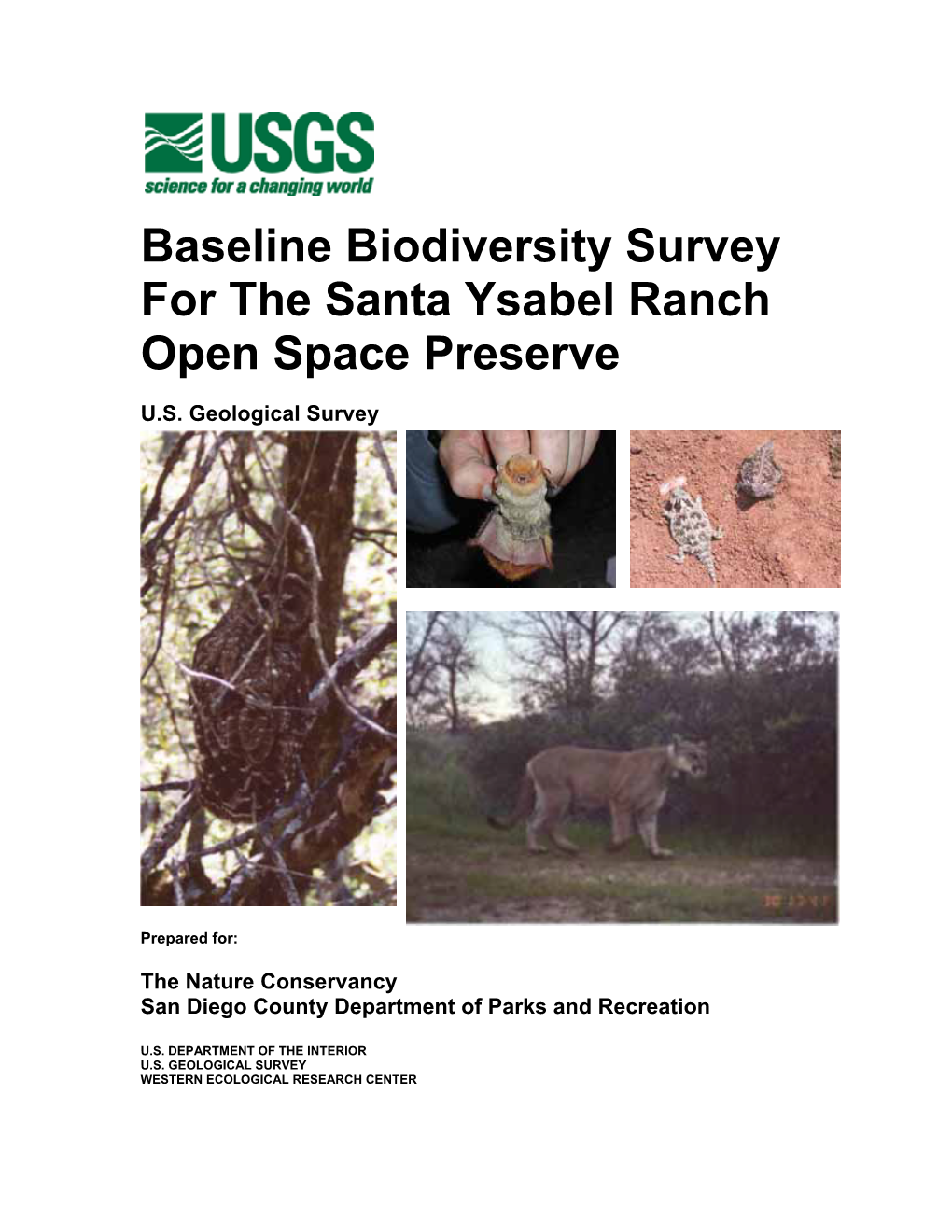 Baseline Biodiversity Survey for the Santa Ysabel Ranch Open Space Preserve
