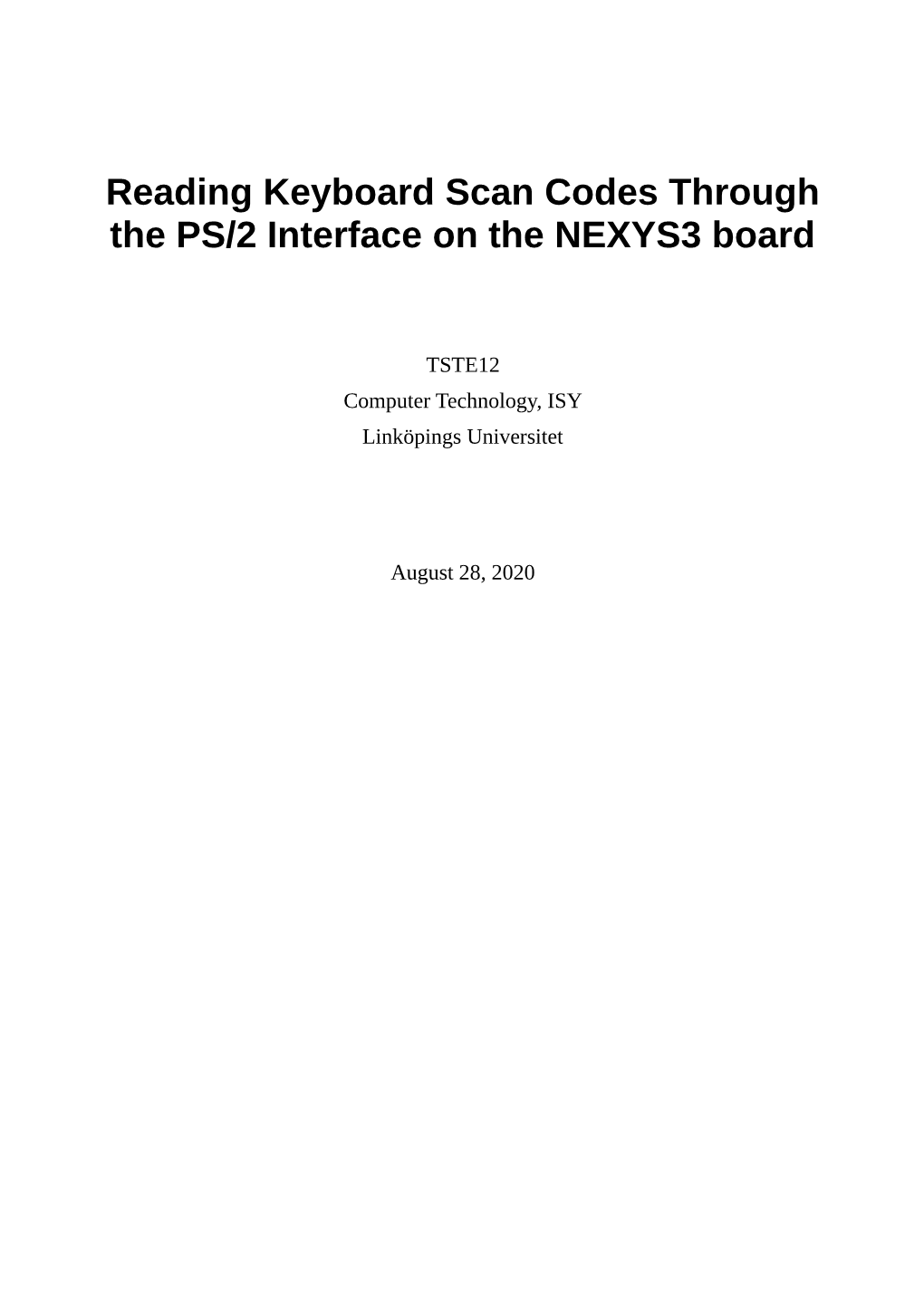 Reading Keyboard Scan Codes Through the PS/2 Interface on the NEXYS3 Board