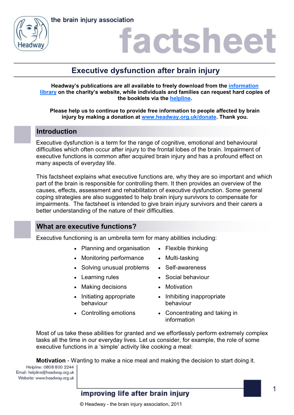 Executive Dysfunction After Brain Injury