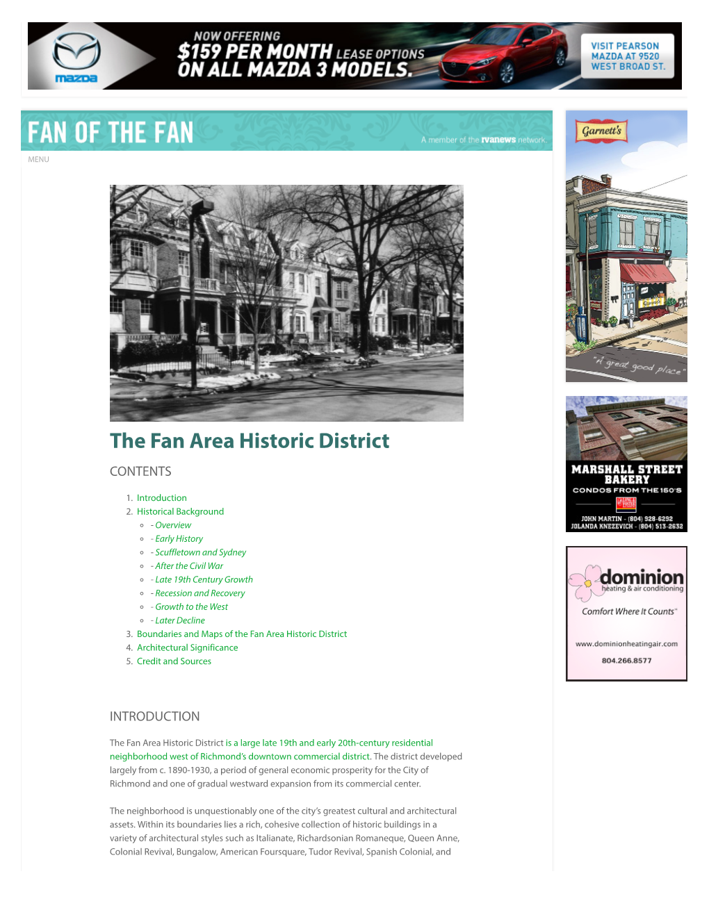 The Fan Area Historic District CONTENTS