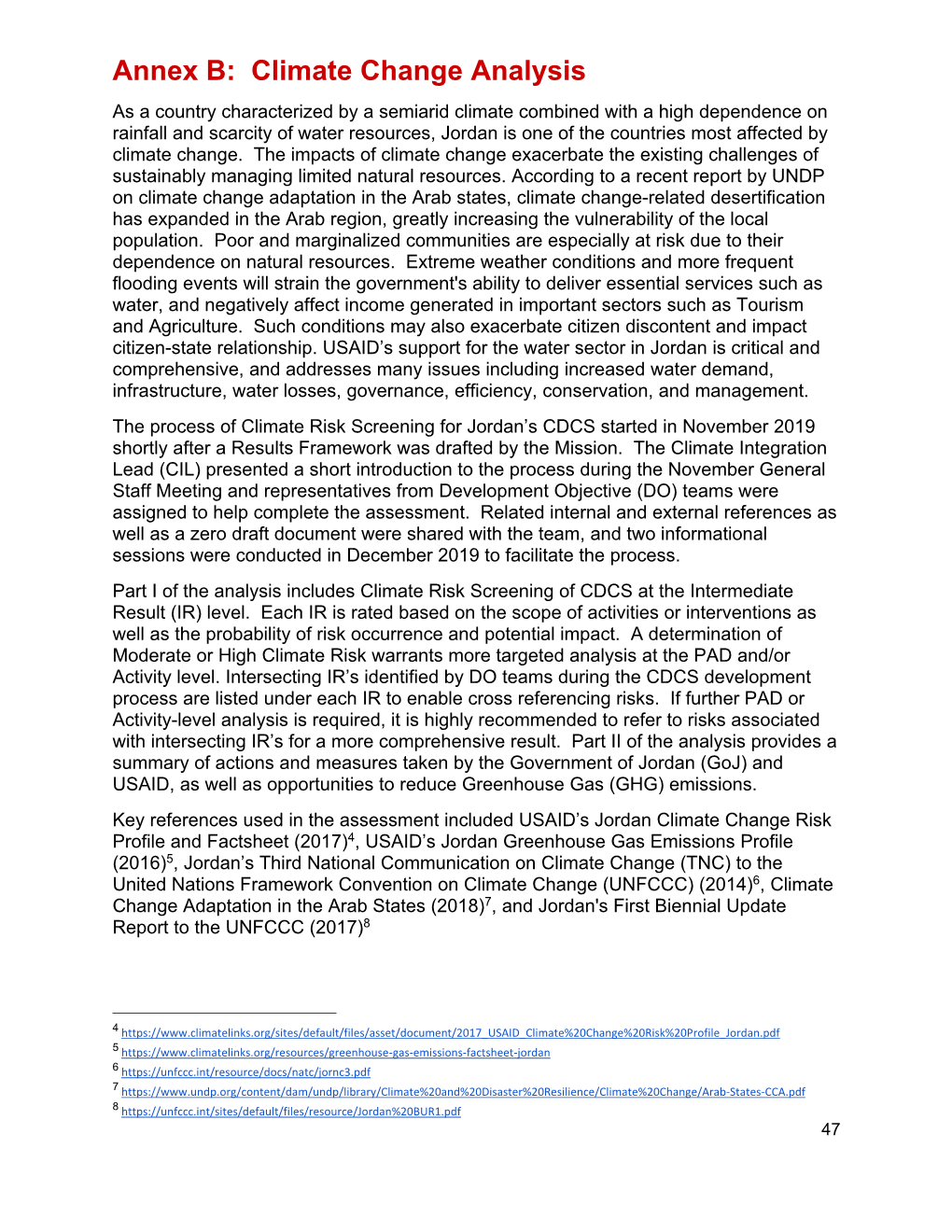 Annex B: Climate Change Analysis