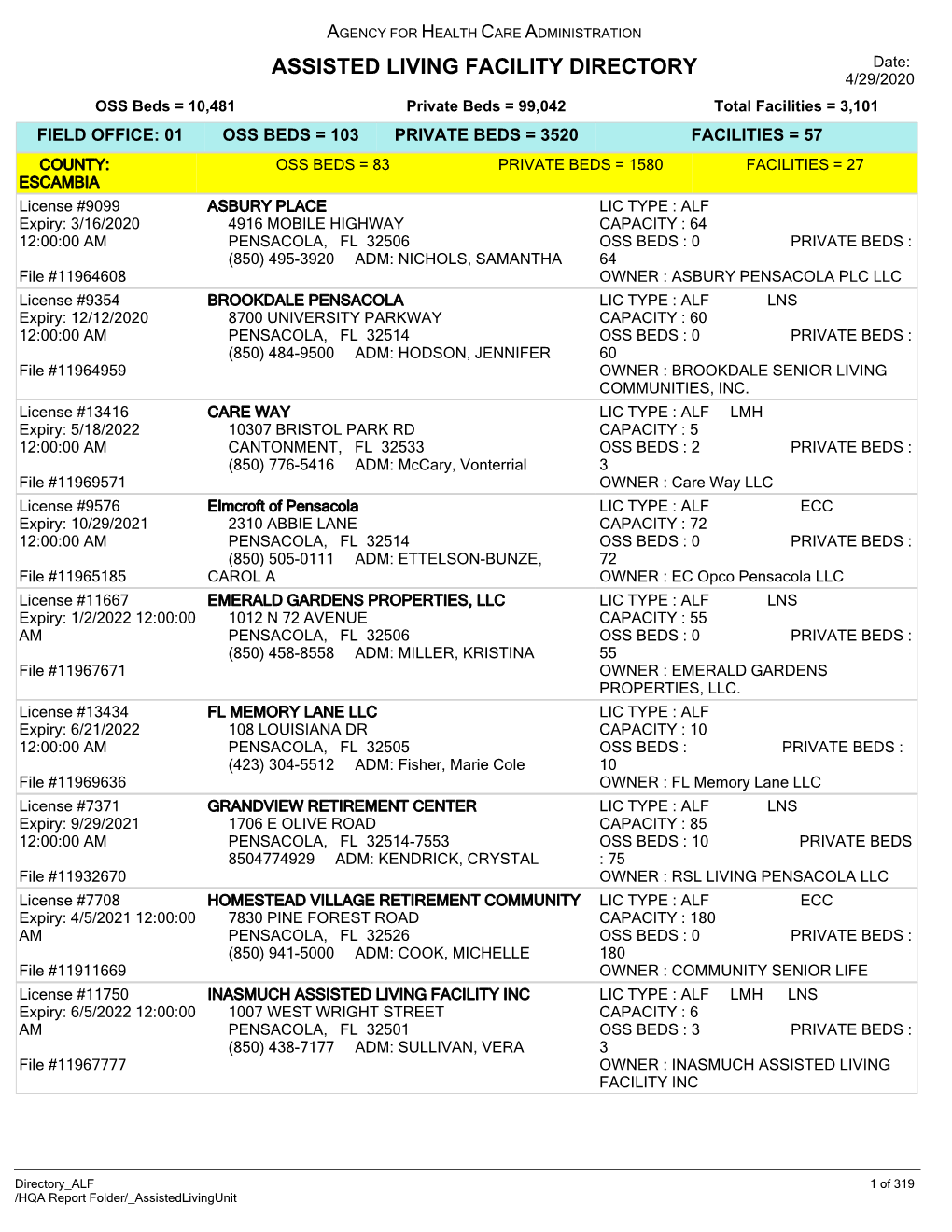 Assisted Living Facility Directory