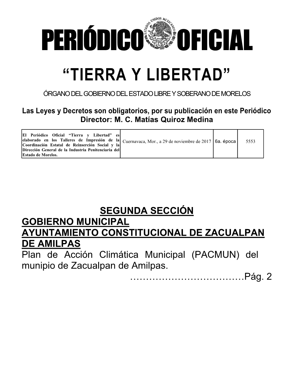 ZACUALPAN DE AMILPAS Plan De Acción Climática Municipal (PACMUN) Del Munipio De Zacualpan De Amilpas