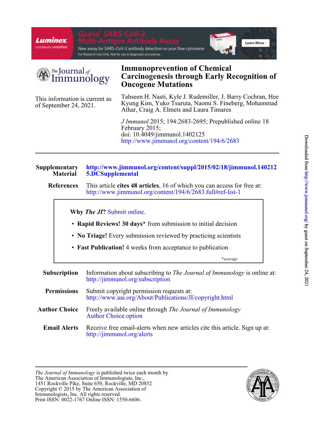 Oncogene Mutations Carcinogenesis Through Early Recognition Of