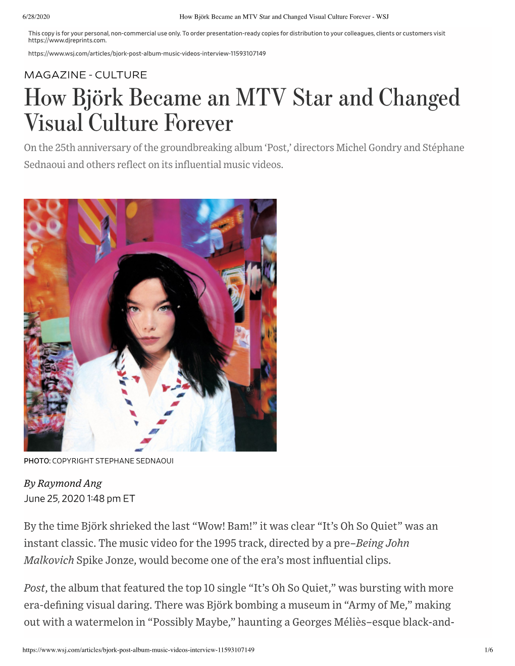 How Björk Became an MTV Star and Changed Visual Culture Forever - WSJ