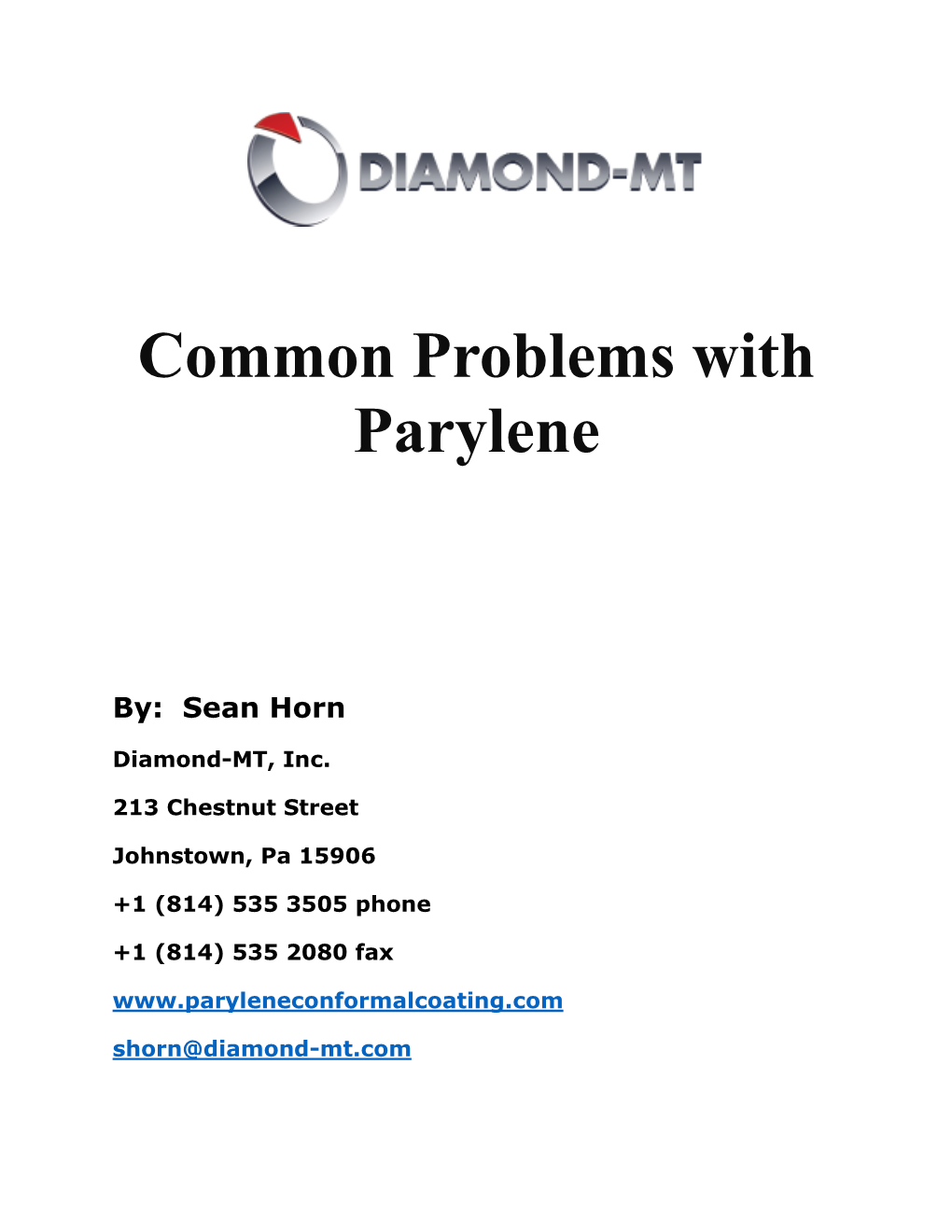 Common Problems with Parylene