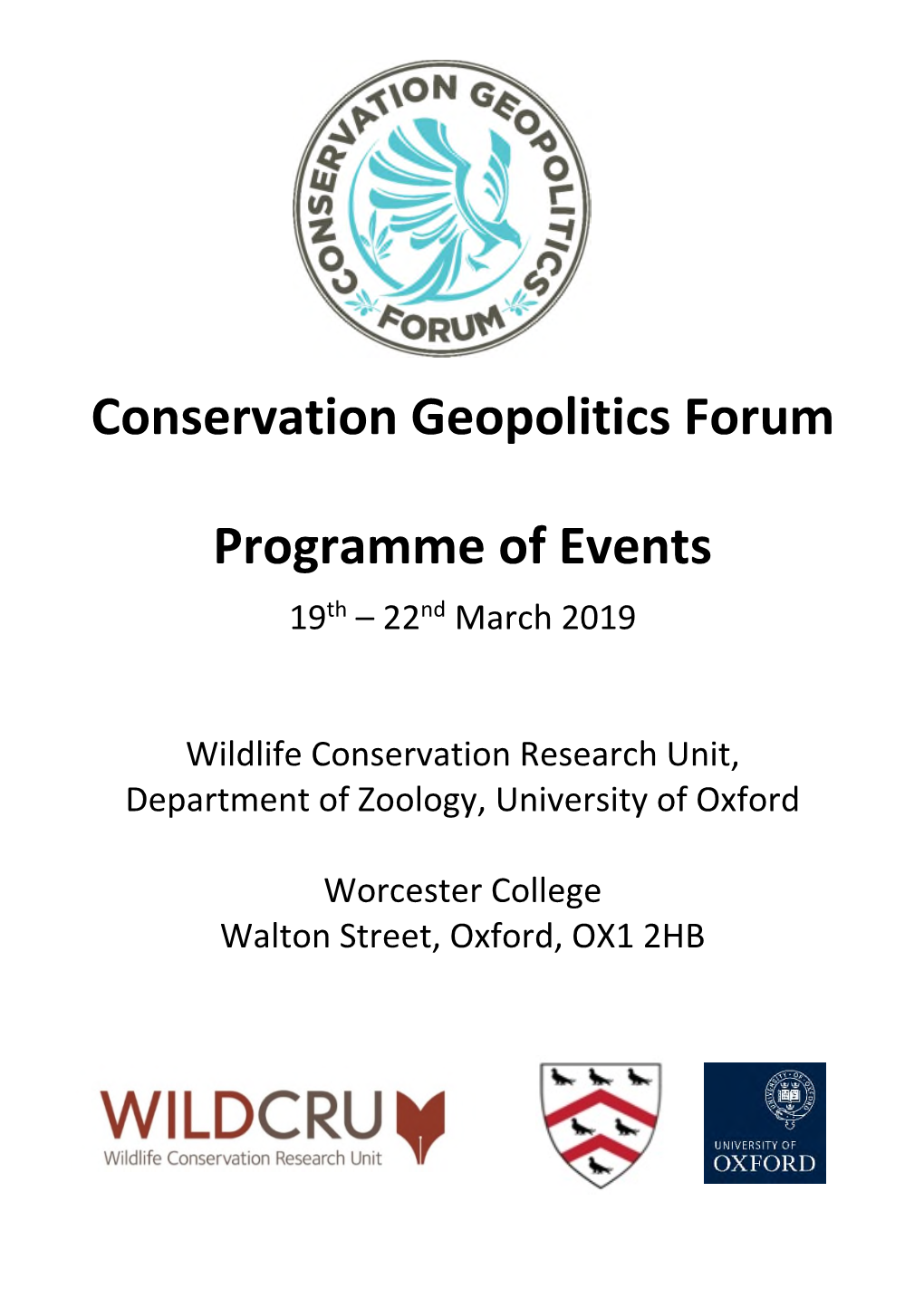 Conservation Geopolitics Forum Programme of Events