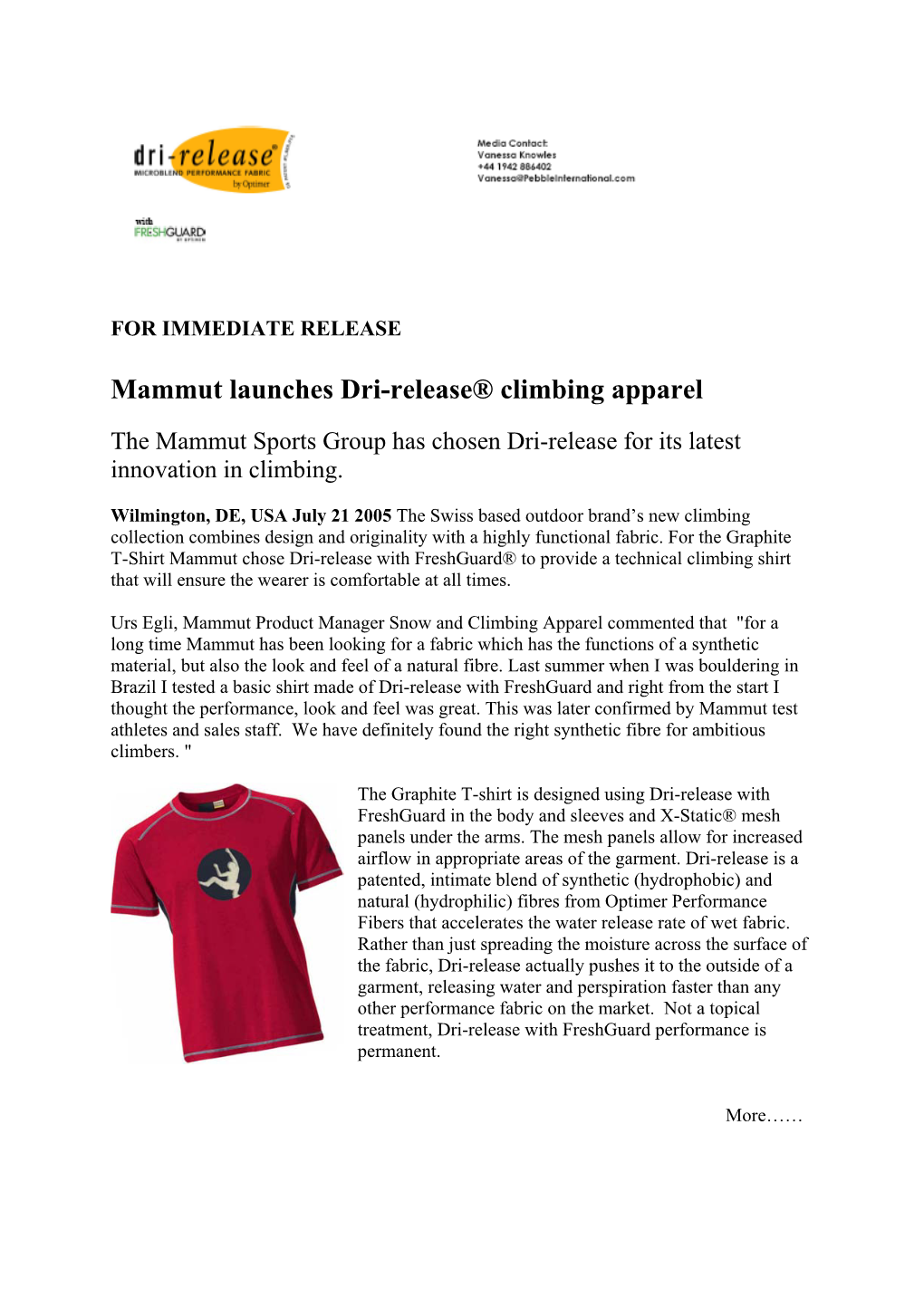 Mammut Launch Dri-Release Climbing Apparel