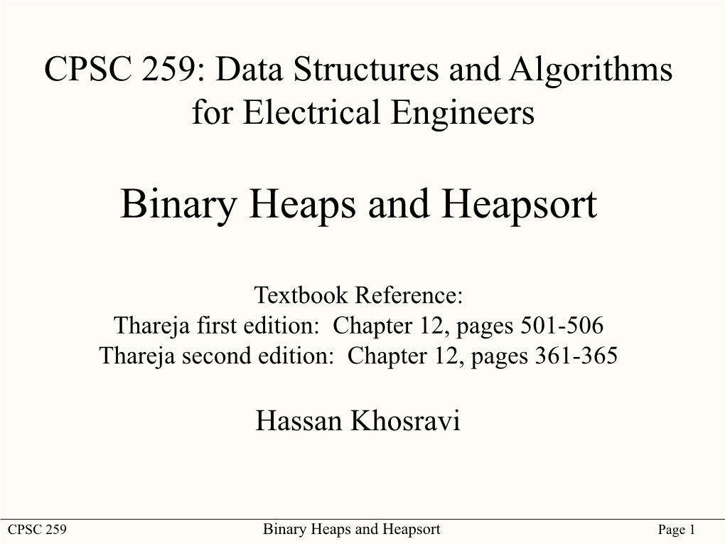 Binary Heaps and Heapsort