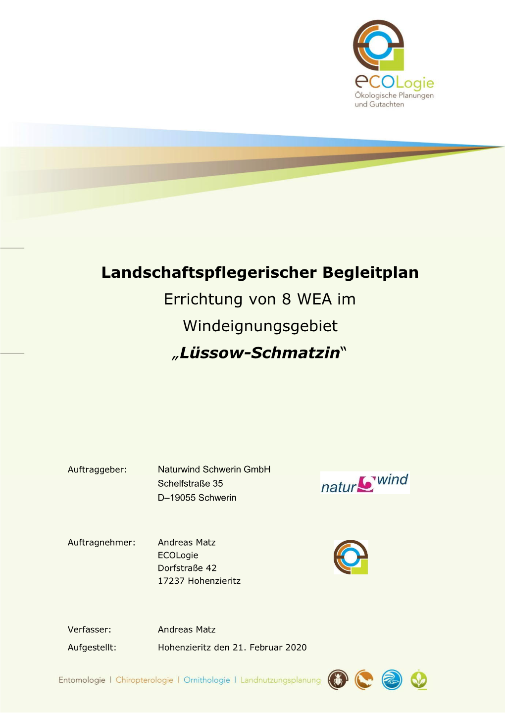 Landschaftspflegerischer Begleitplan Errichtung Von 8 WEA Im Windeignungsgebiet „Lüssow-Schmatzin“