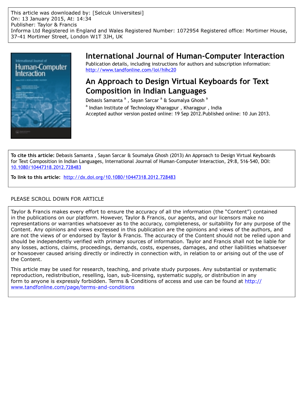 International Journal of Human-Computer Interaction An