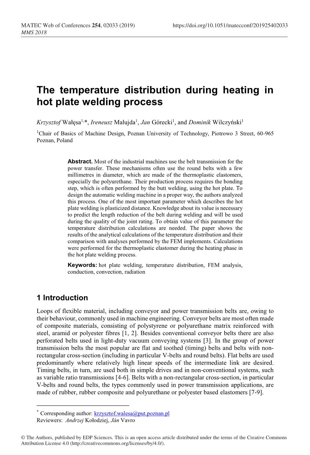 The Temperature Distribution During Heating in Hot Plate Welding Process