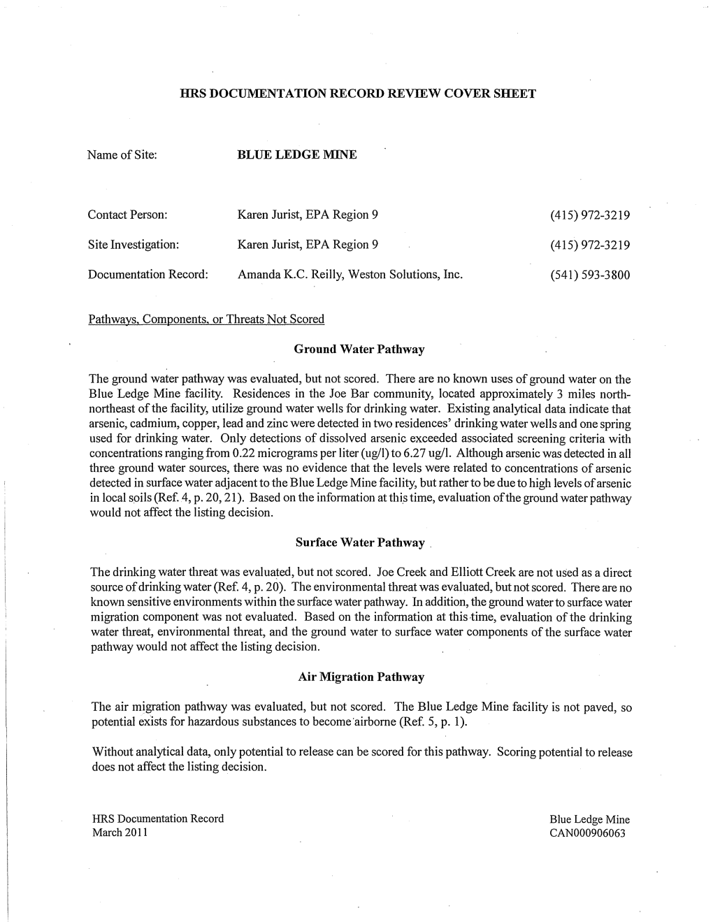 Hrs Documentation Record Review Cover Sheet