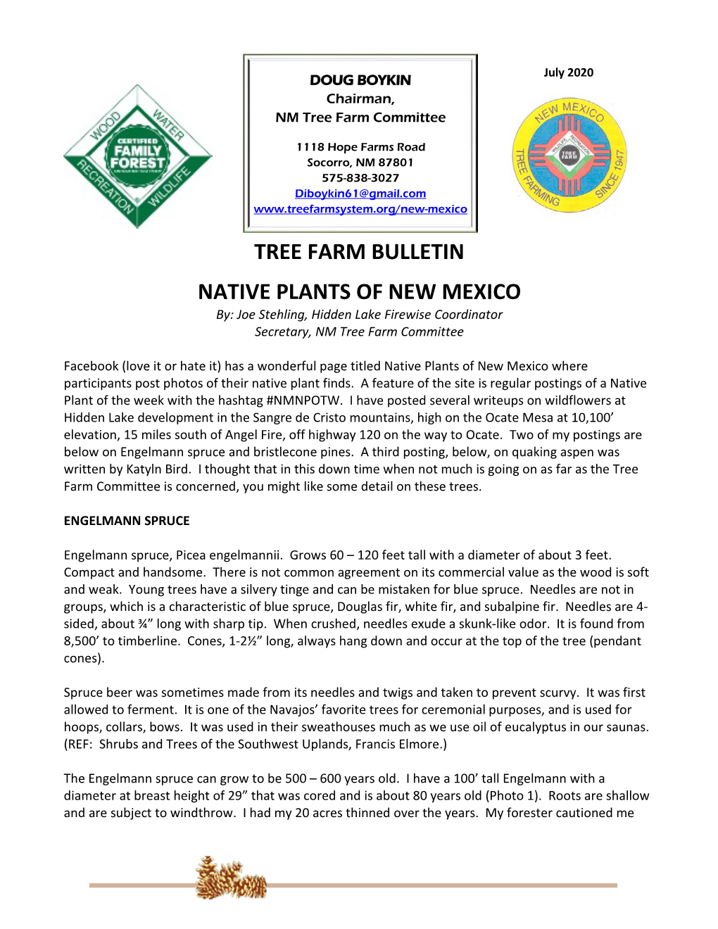 Tree Farm Bulletin Native Plants of New Mexico
