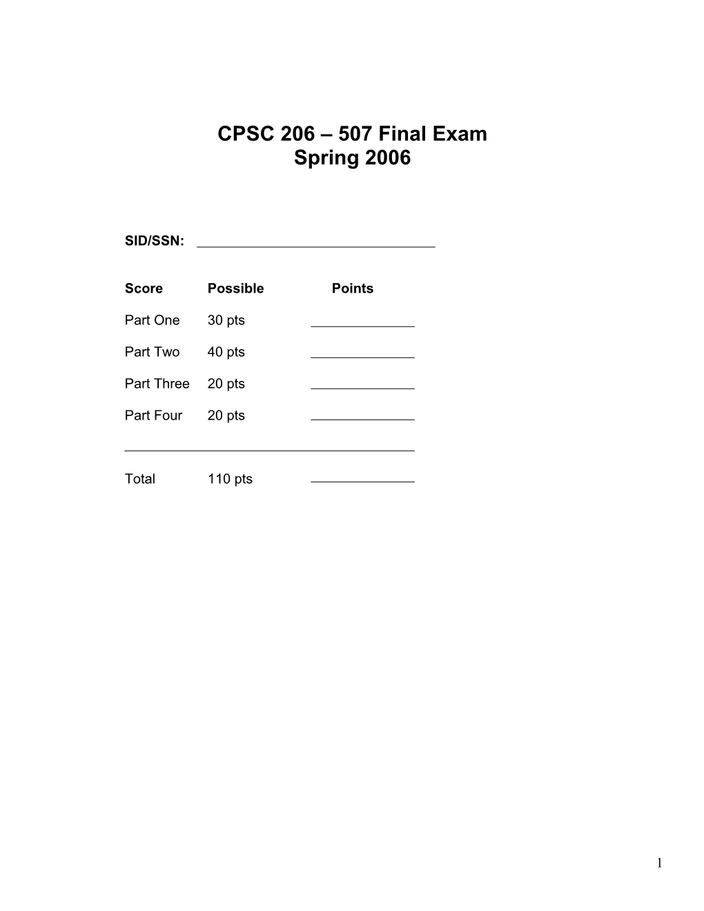 CPSC 206 507 Final Exam