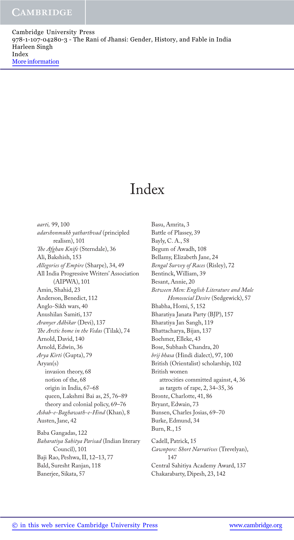 Index More Information