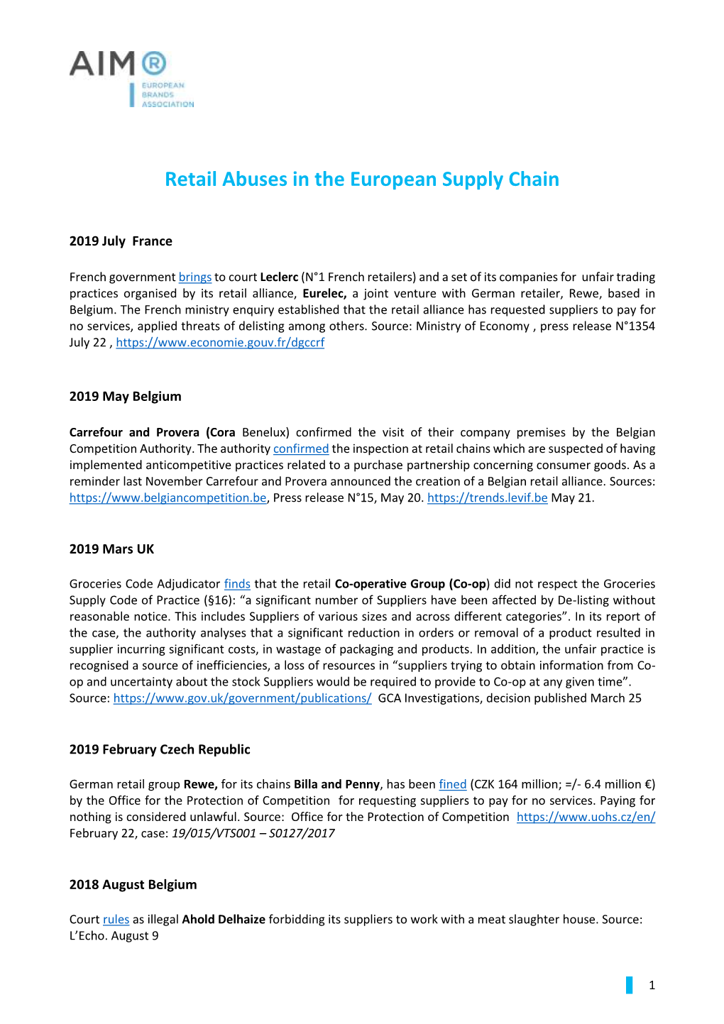 Retail Abuses in the European Supply Chain