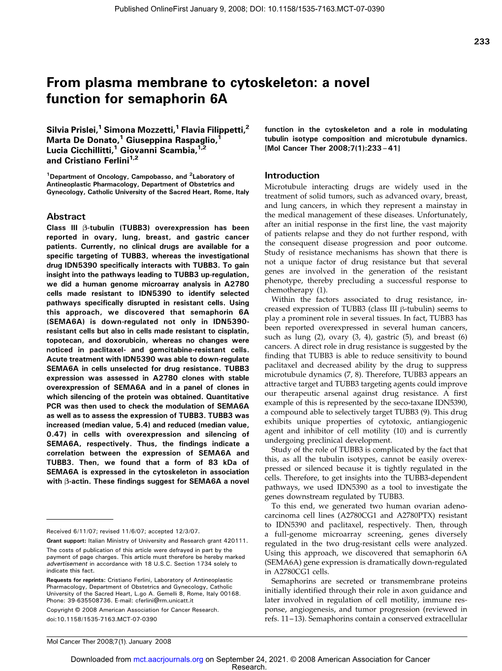 A Novel Function for Semaphorin 6A