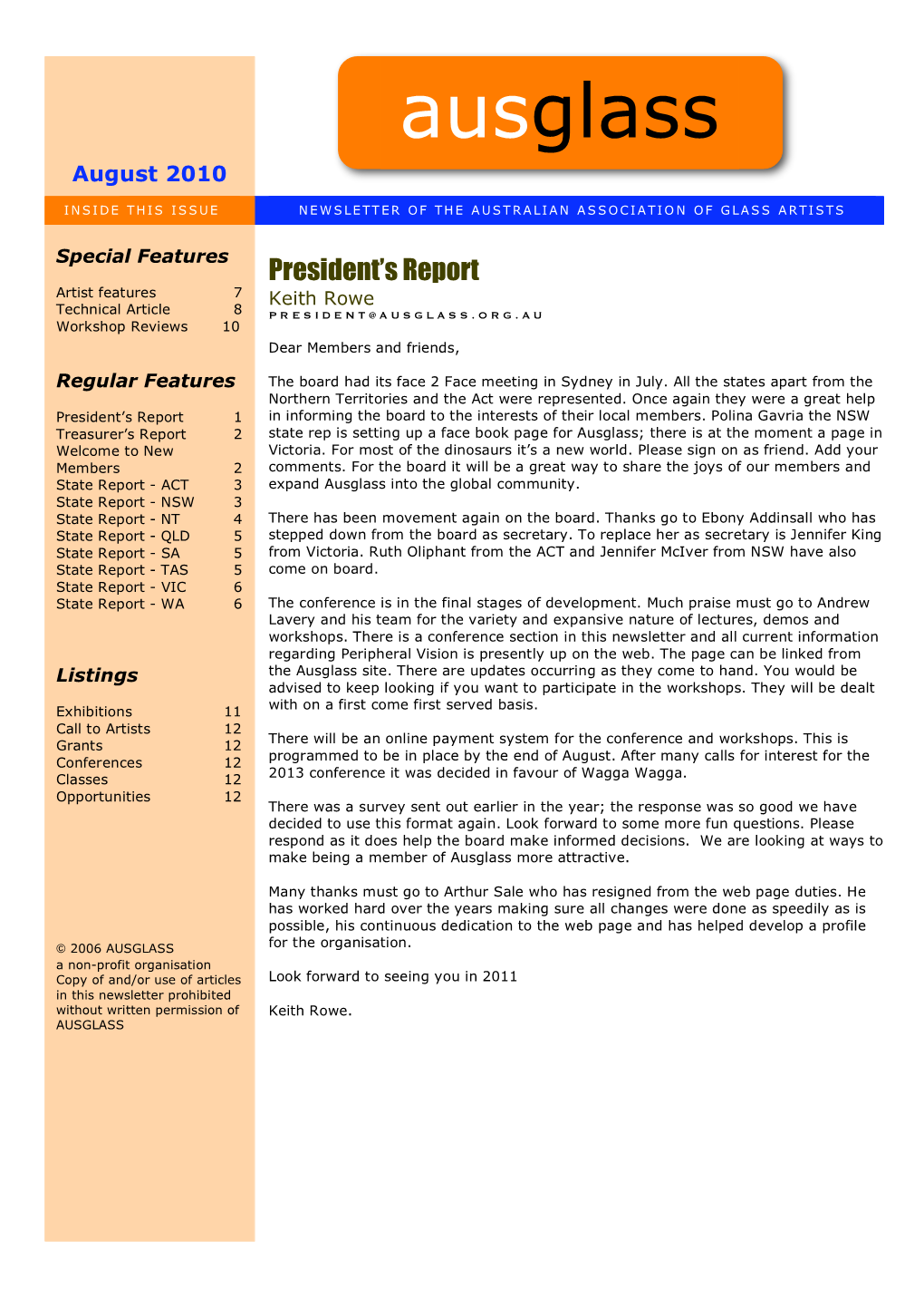 Ausglass Newsletter August 2010 2/2