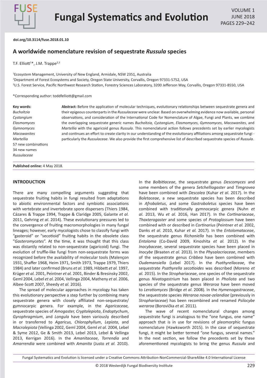 Fungal Systematics and Evolution PAGES 229–242