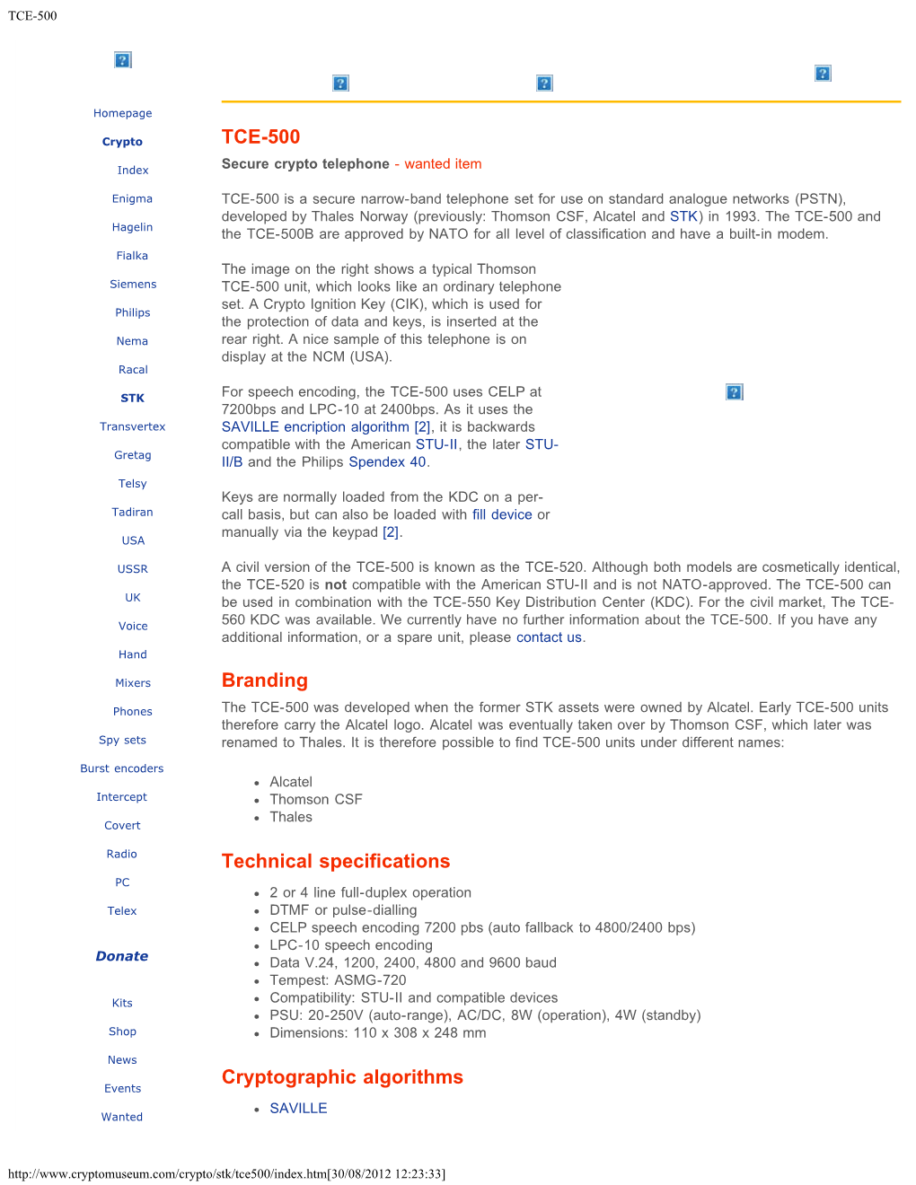 TCE-500 Branding Technical Specifications Cryptographic