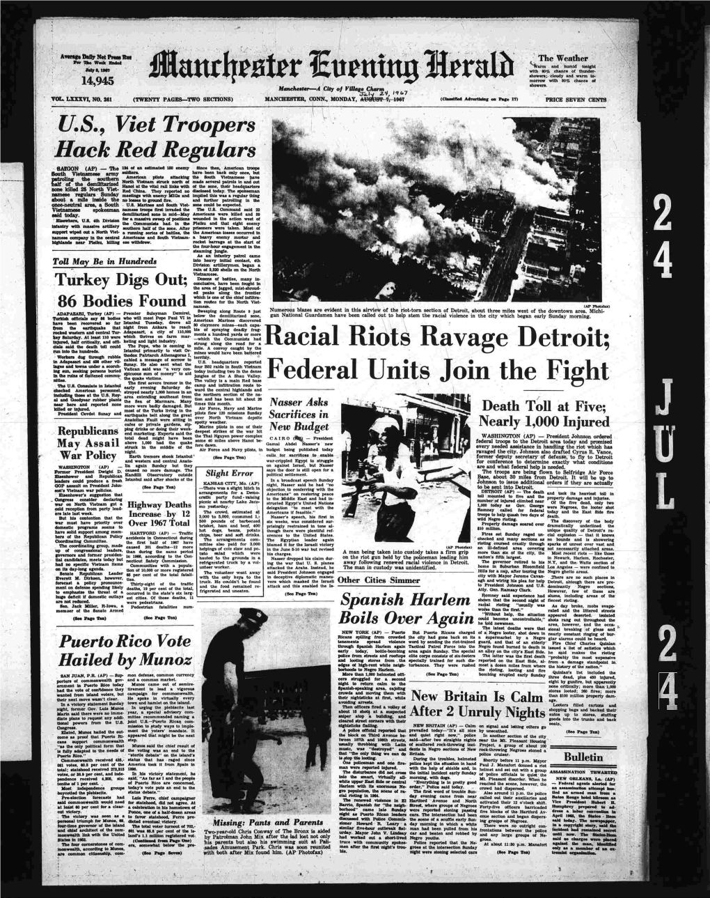 Racial Riots Ravage Detroit; Fecieral Units Join