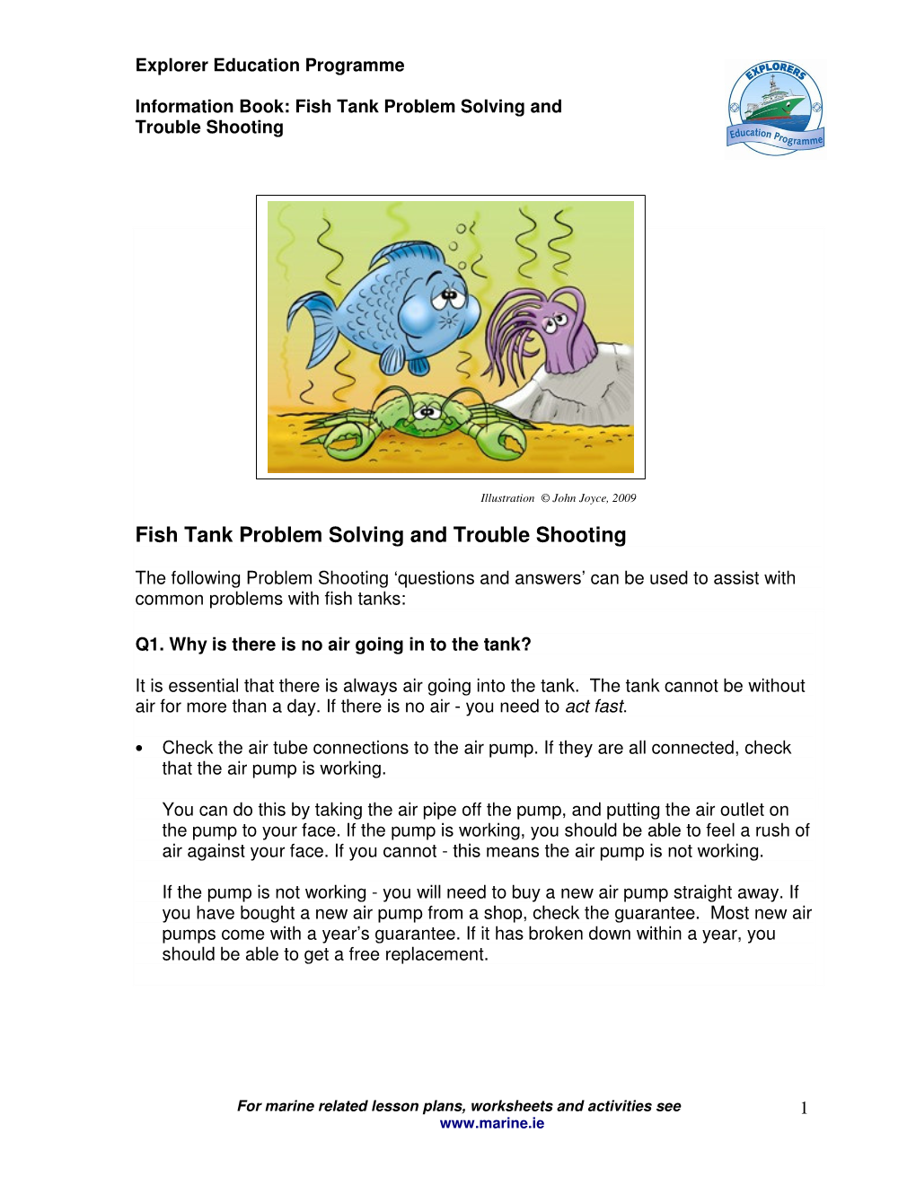 Fish Tank Problem Solving and Trouble Shooting