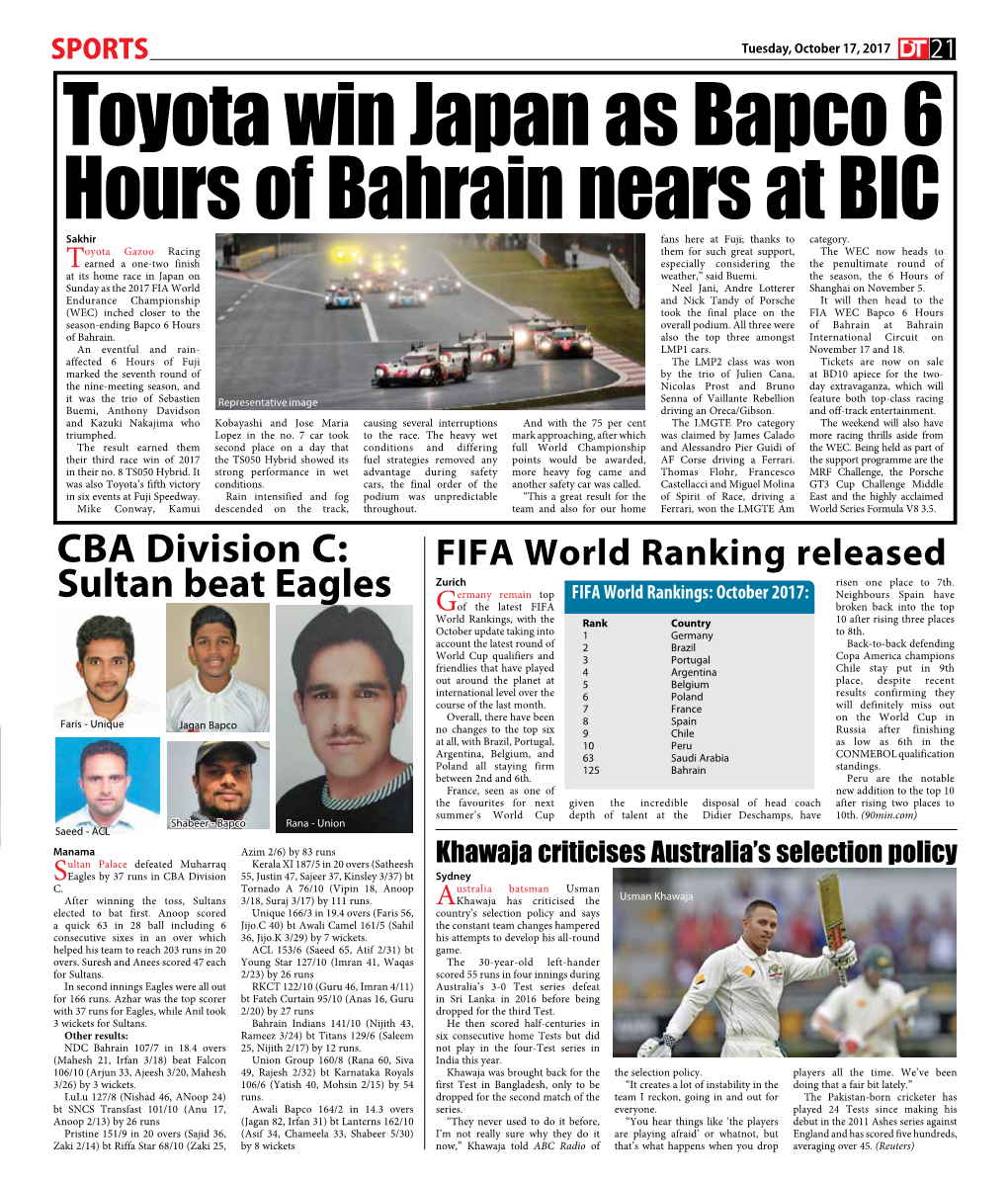 Toyota Win Japan As Bapco 6 Hours of Bahrain Nears at BIC Sakhir Fans Here at Fuji; Thanks to Category