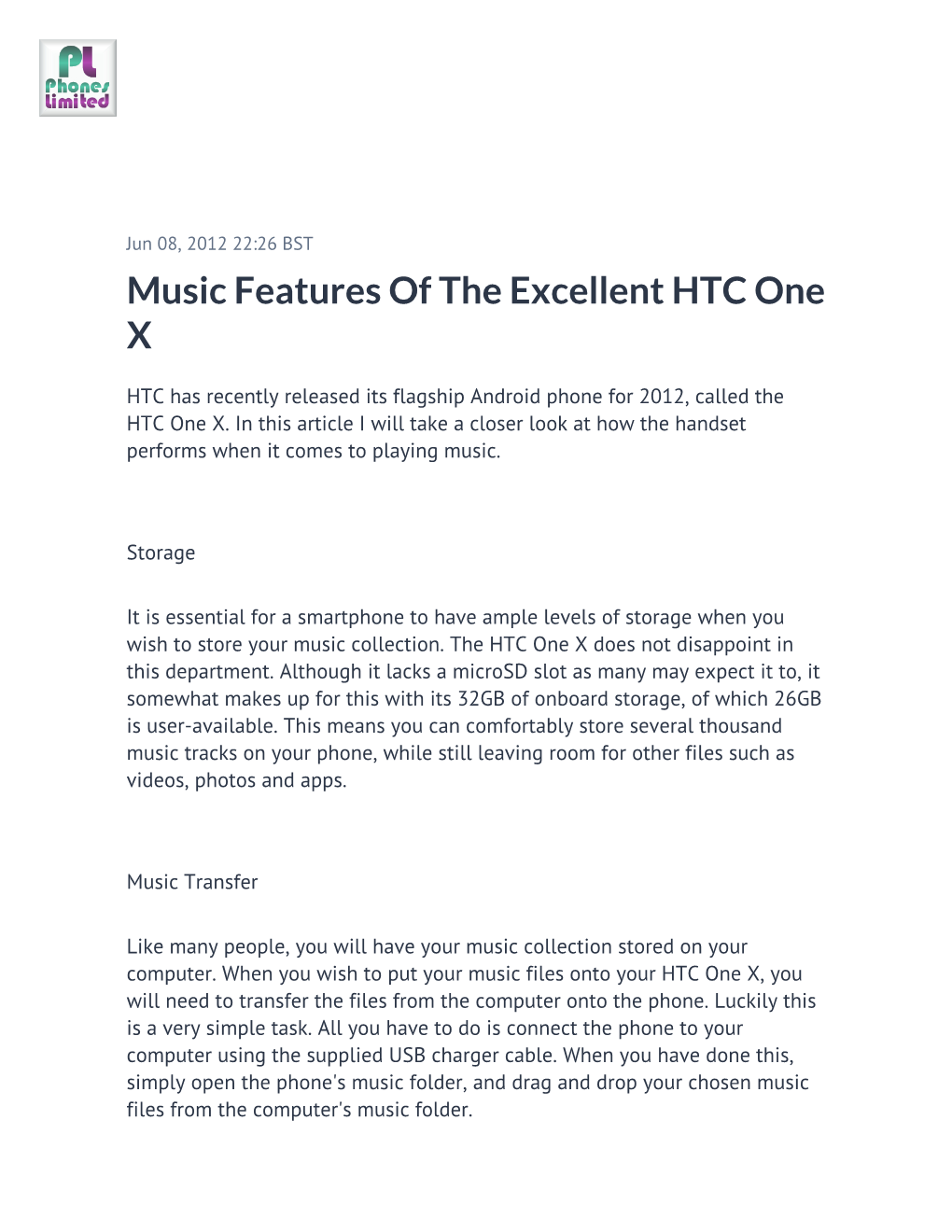 Music Features of the Excellent HTC One X