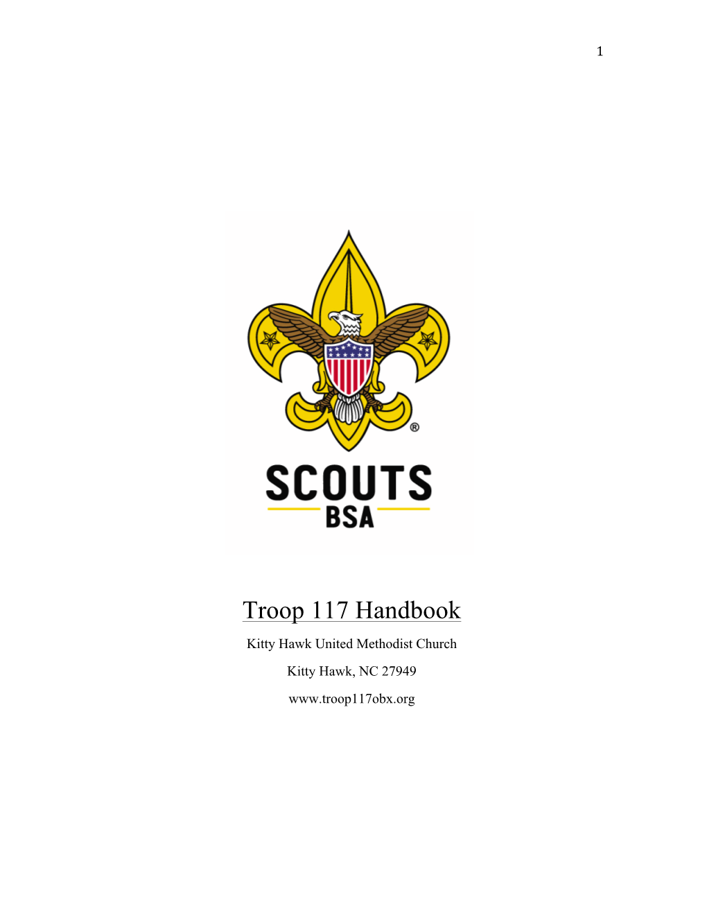 Troop 117 Handbook Kitty Hawk United Methodist Church Kitty Hawk, NC 27949