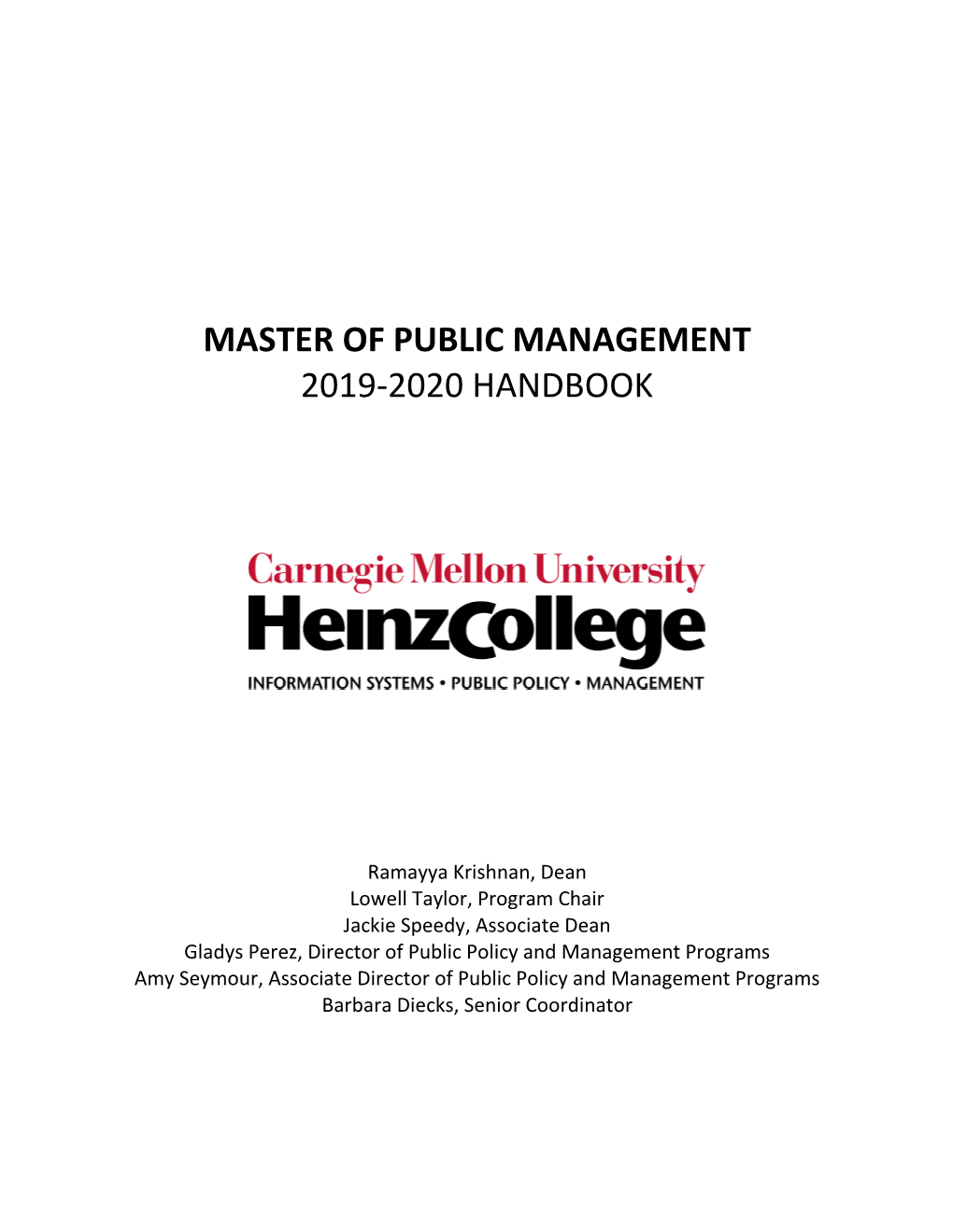 Master of Public Management 2019-2020 Handbook