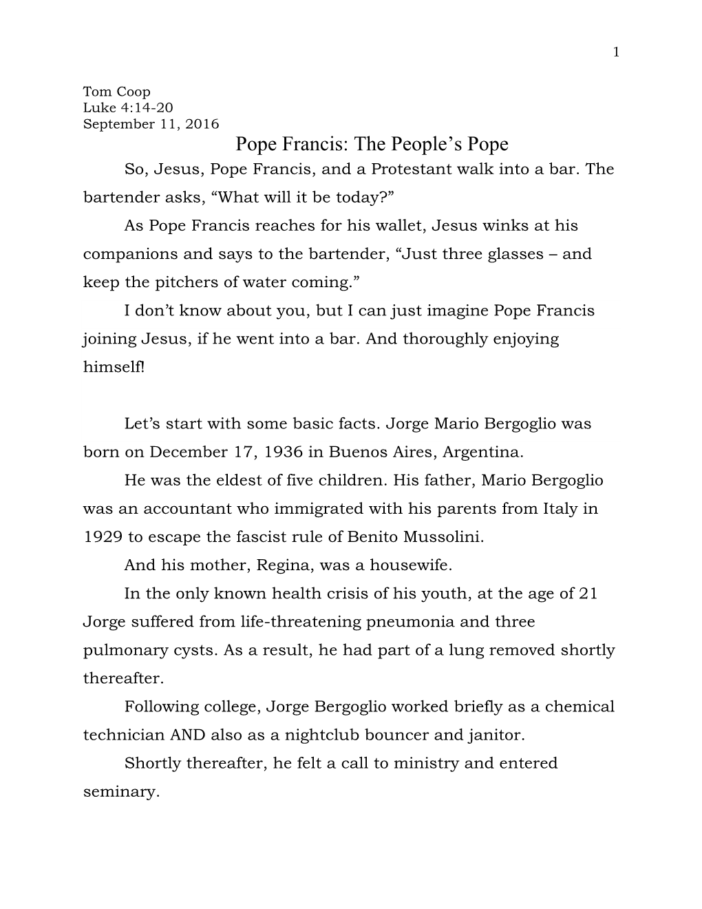 Pope Francis: the People's Pope