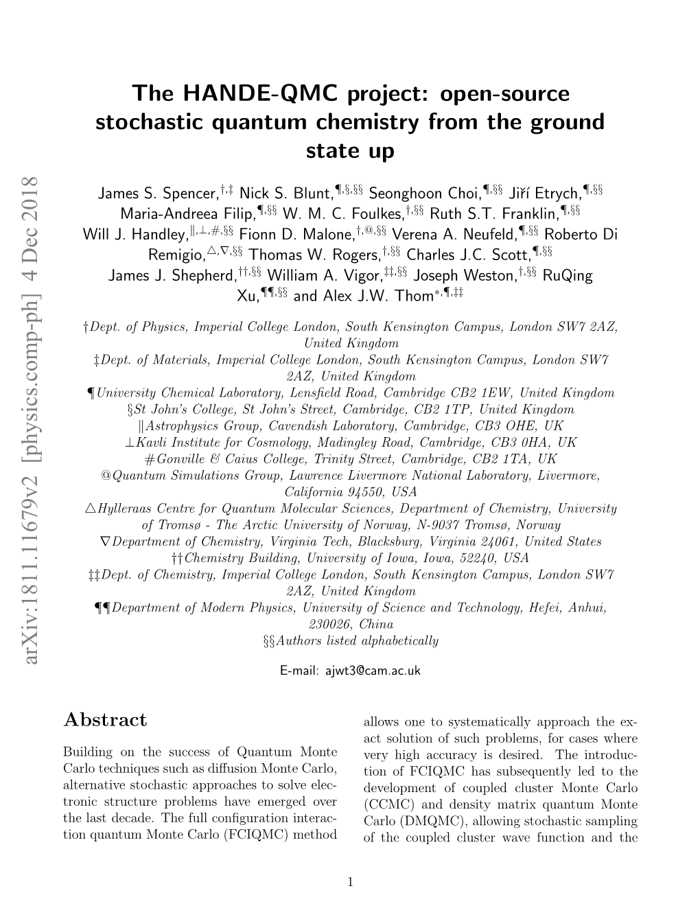 The HANDE-QMC Project: Open-Source Stochastic Quantum