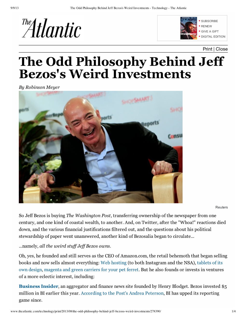 The Odd Philosophy Behind Jeff Bezos's Weird Investments - Technology - the Atlantic