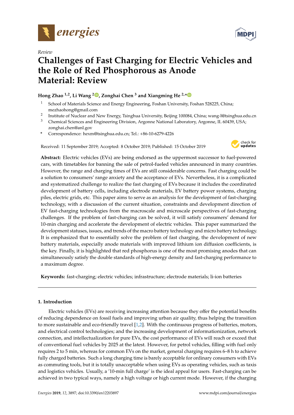 Challenges of Fast Charging for Electric Vehicles and the Role of Red Phosphorous As Anode Material: Review