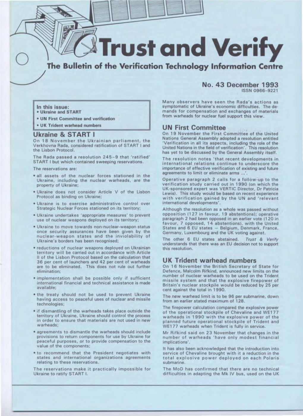 Trust and Verify O the Bulletin of the Verification Technology Information Centre